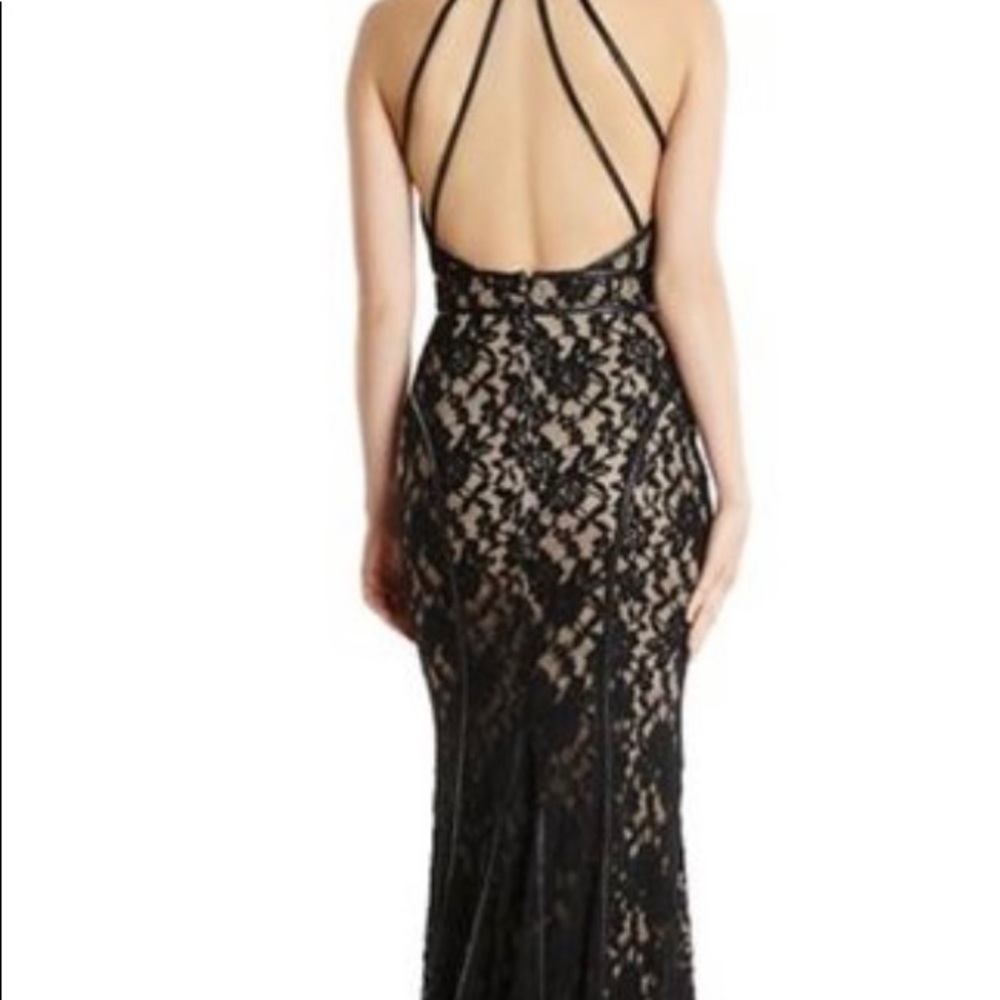 Guess By Marciano Mermaid silhouette nude dress with black lace overlay. - Picture 3 of 3